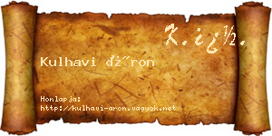 Kulhavi Áron névjegykártya